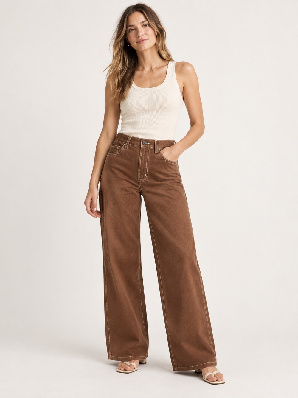 Madewell Emmett Wide-Leg Pant Clifftop Brown Size 23